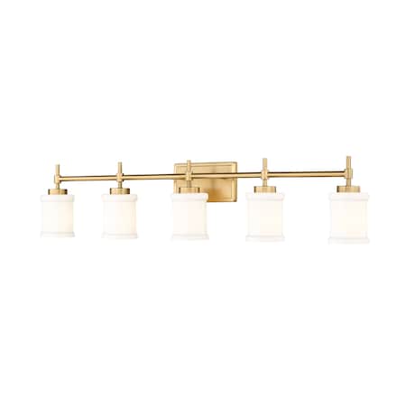 Z-Lite Cadoc 5 Light Vanity, 40.5in. W x 9in. H, Modern Gold 622-5V-MGLD